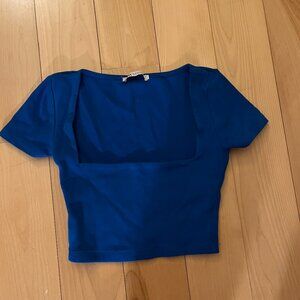 blue zara crop top